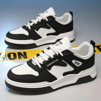 Fashion Men s Shoes 2024 New Trendy Lightweight Anti-slip Wear Sports Shoes White Platform Sneaker Breathable PU Casual Protection Shoes 39 коричневый