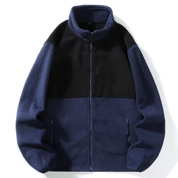 Men Winter Fleece StCollar Jacket Casual Patchwork L