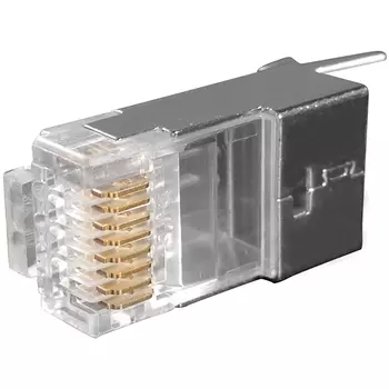 Коннектор RJ-45 8P8C категория 6a, экранированный, вставка, 10 шт., для одножильного и многожильного кабеля, Hyperline (PLUG-8P8C-UV-C6-TW-SH-10)