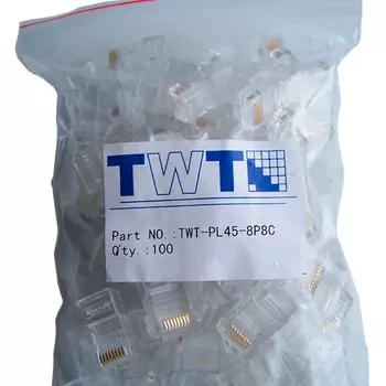 Коннектор RJ-45 категория 5e, 100 шт., LANMASTER (TWT-PL45-8P8C)