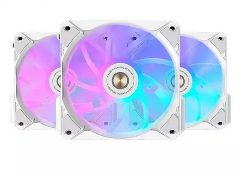 Комплект вентиляторов Alseye i12W-K3, 120 мм, 1800rpm, 33.2 дБ, 4-pin PWM, 3шт, белый, ARGB подсветка (i12W-K3)