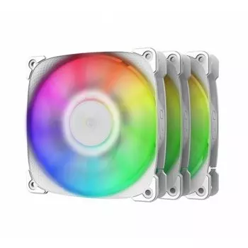 Комплект вентиляторов Geometric Future Squama 2501W Triple Pack, 120 мм, 2000rpm, 34.2 дБ, 4-pin PWM, 3шт, белый, ARGB подсветка (GF_SQM-2501W-TP)