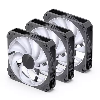 Комплект вентиляторов JONSBO ZG-120B(3 in 1) Black, 120 мм, 1500rpm, 29.3 дБ, 4-pin PWM + 3-pin 5V ARGB, 3шт, ARGB (CL_JB_ZG-120B_(3 in 1))