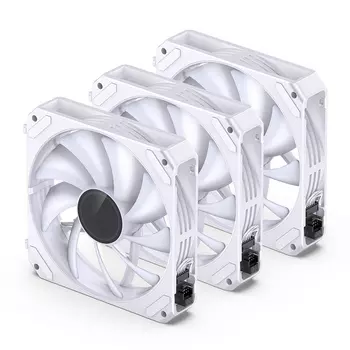 Комплект вентиляторов JONSBO ZG-120W(3 in 1) White, 120 мм, 1500rpm, 29.3 дБ, 4-pin PWM + 3-pin 5V ARGB, 3шт, ARGB (CL_JB_ZG-120W_(3 in 1))