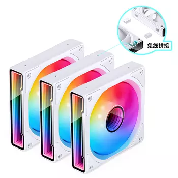 Комплект вентиляторов JONSBO ZK-120W(3 in 1), 120 мм, 2200rpm, 36.6 дБ, 4-pin, 3шт, белый, ARGB подсветка (CL_JB_ZK-120W_(3 in 1))