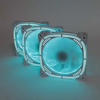 Комплект вентиляторов TESLA RGB120 CW3, 120 мм, 1200rpm, 21 дБ, 3-pin+4-pin Molex, 3шт, белый, голубая подсветка (TSL-120-CW3)