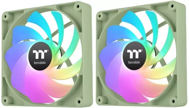Комплект вентиляторов Thermaltake CT120 Sync Matcha Reverse ARGB, 120 мм, 2000rpm, 31.2 дБ, 4-pin, 2шт, зеленый, ARGB подсветка (CL-F200-PL12MG-A)
