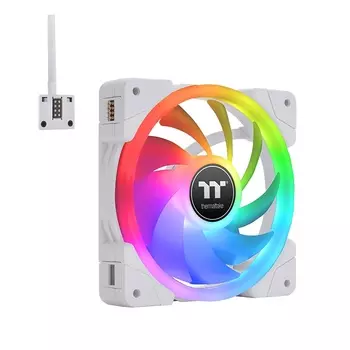 Комплект вентиляторов Thermaltake SWAFAN EX12 RGB PC Cooling Fan White TT Premium Edition, 120 мм, 2000rpm, 32.5 дБ, USB 2.0 connectors (9 Pin), 3шт, RGB (CL-F161-PL12SW-A)