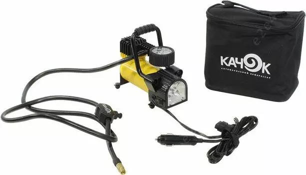Компрессор автомобильный Качок K50 LED, 30л/мин, 7 атм, в гнездо прикуривателя, желтый