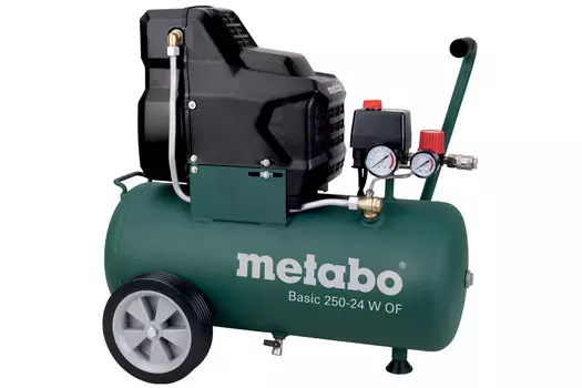 Компрессор воздушный Metabo Basic 250-24 W OF, 1.5кВт, 8 бар, 120л/мин, 24л, безмасляный, электрический, поршневой, коаксиальный (прямой) (601532000)