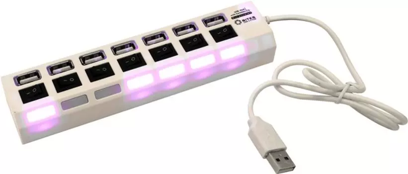 Концентратор 5bites HB27-203PWH, 7xUSB 2.0, белый