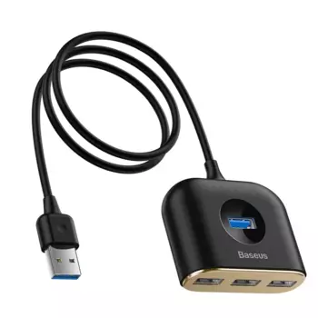 Концентратор Baseus Square round 4 in 1 USB HUB, 3xUSB 2.0, 1xUSB 3.0, черный (CAHUB-AY01)