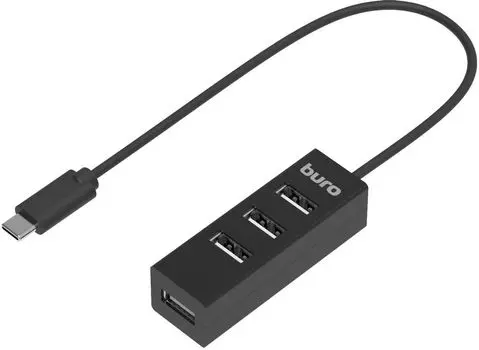 Концентратор BURO BPH-C-1906, 4xUSB 2.0, черный (BU-USBC-HUB-4U20)