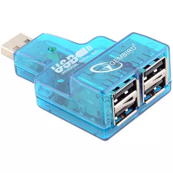 Концентратор Gembird UHB-CN224, 4xUSB 2.0, синий (HB-CN224)