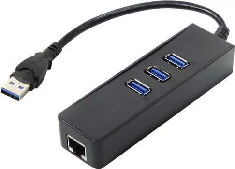 Концентратор Orient JK-340, 3xUSB 3.0, черный (RJ45)