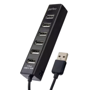 Концентратор Perfeo PF-H035 Black, 7xUSB 2.0, черный (PF_C3227)