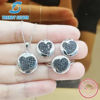 Комплект из колье и серёг, из серебра 925 пробы