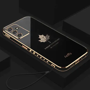 Роскошный ремешок с кленовым листом A 54 14 34, чехол для Samsung Galaxy A54 A14 A24 A34 A13 5g A04 4g A24, силиконовый чехол с покрытием A04s A04e A14 5G чёрный/золотой