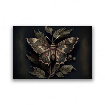 Ботанический мотылек Dark Cottagecore настенная живопись на холсте Moody цветочные постеры и настенные панно с принтом Эстетическая комната домашний декор 30x40cm No Frame