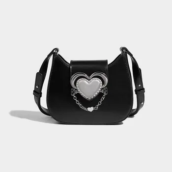 Женская сумка через плечо Love Metal Design Sweet Cool Spicy Girls Y2K New Bag Индивидуальная универсальная стильная сумка на одно плечо подмышкой (20cm<Max Length<30cm)