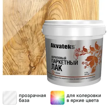 Лак паркетный Akvateks акриловый глянцевый бесцветный 0.75 л