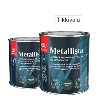 Грунт-эмаль по ржавчине 3 в 1 Tikkurila Metallista гладкая цвет зеленый 0.8 л