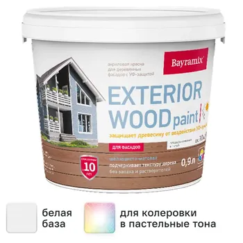Краска для деревянных фасадов Bayramix Exterior Wood матовая цвет белый 0.9 л