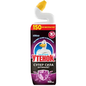 Средство для чистки унитаза Туалетный утенок Антиналет Свежесть 900 л