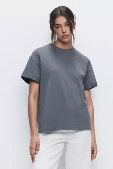 Футболка oversize хлопковая с подвернутыми рукавами