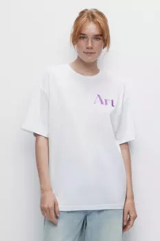 Футболка oversize хлопковая с принтом и стразами