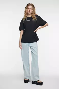 Футболка oversize хлопковая с принтом-надписью