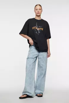 Футболка oversize хлопковая с принтом-надписью