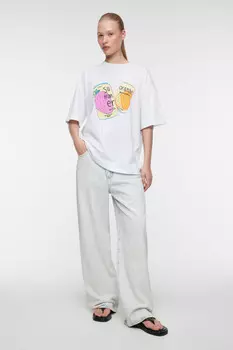 Футболка oversize хлопковая удлиненная с принтом