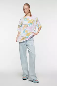 Футболка oversize хлопковая удлиненная с принтом