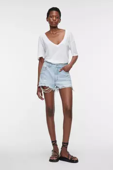 Футболка oversize льняная с V-образным вырезом
