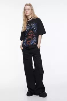 Футболка oversize с драконом и надписью
