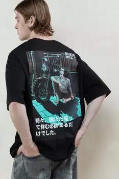 Футболка oversize с принтом в стиле аниме