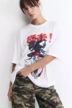 Футболка oversize с принтом в стиле аниме