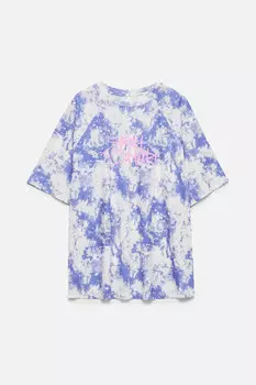 Футболка oversize спортивная из сетки с принтом