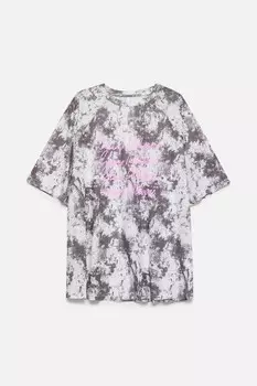 Футболка oversize спортивная из сетки с принтом