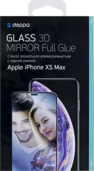 Защитное стекло Deppa Mirror для Apple iPhone XS Max 3D Full Glue (черная рамка)