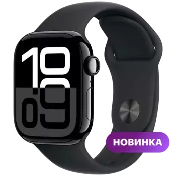 Умные часы Apple Watch Series 10, 46mm, Jet Black Aluminium Case with Black Sport Band, M/L (MWWQ3ZP/A)