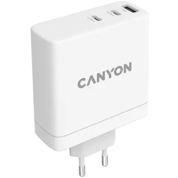 Зарядное устройство сетевое Canyon H-140 2USB-C/A 140W, белый (GaN)