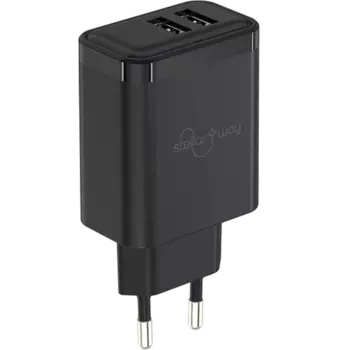 Зарядное устройство сетевое Stellarway 2USB-A QC3.0 2,4A 30W, черный