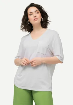 Базовая футболка TEXTURED SHORT SLEEVE V-NECK Ulla Popken, белый