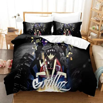 Комплект постельного белья с музыкальной группой Gorillaz, пододеяльники в стиле аниме, двуспальная кровать, постельное белье с двумя кроватями, пододеяльник с рисунком, детский комплект постельного белья для дома EU Twin 135x200cm