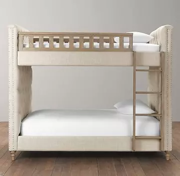 Кровать детская двухъярусная chesterfield (idealbeds) бежевый 220x220x135 см.