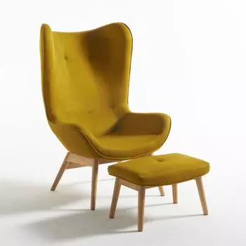 Кресло с подставкой для ног crueso (laredoute) желтый 76x117x85 см.