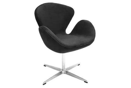 Кресло swan chair графит, искусственная замша (bradexhome) черный 70x95x61 см.