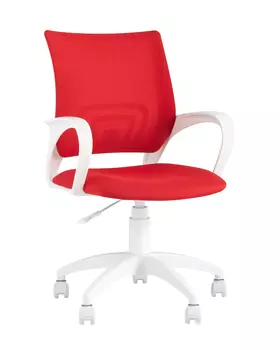 Кресло офисное topchairs st-basic-w спинка белая сетка сиденье красная ткань крестовина белый пластик (stoolgroup) белый